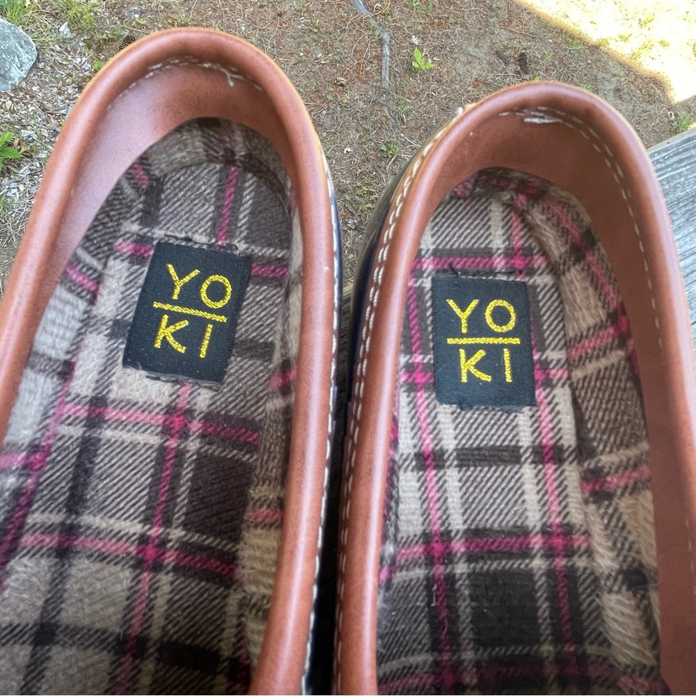 Yoki Women's Glossy Blue and Brown Rain Duck Shoes - Picture 4 of 9